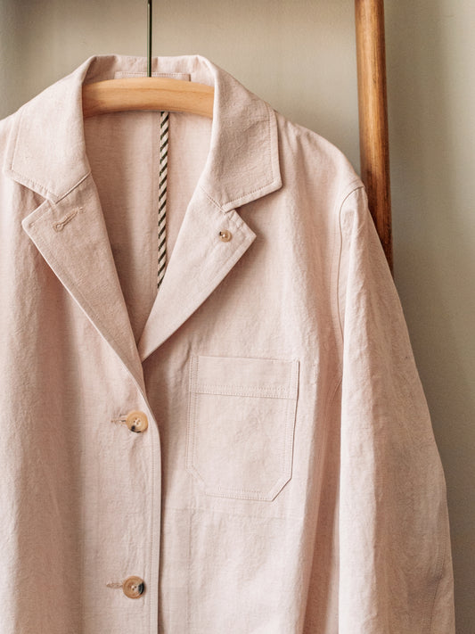 Cotton Linen Shop Coat / Dusty Pink