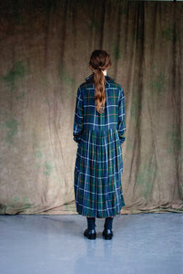 Tartan Check Ruffle Collar Dress / Green Tartan