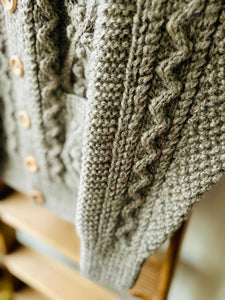 Cable Aran Cardigan / Light Brown