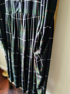 Tartan Check Ruffle Collar Dress / Green Tartan