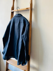 Irish Linen Shirt / Navy Stripe