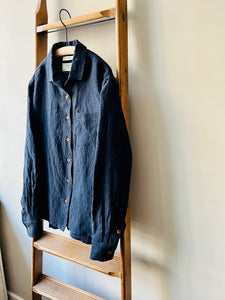 Irish Linen Shirt / Navy Stripe