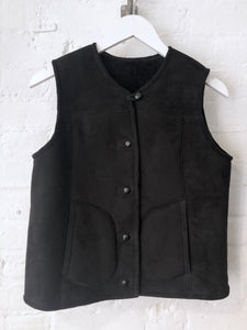 Sheepskin Gilet - Suede Black