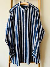 Band Collar Smock / Navy Stripe