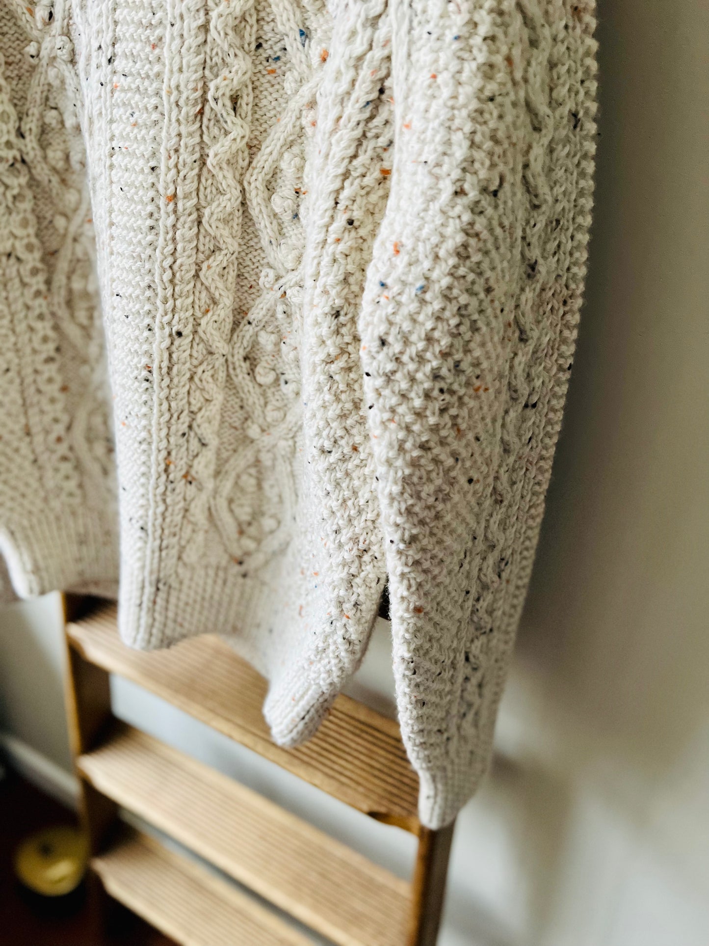 Cable Aran Cardigan / Ecru Nep
