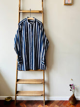 Band Collar Smock / Navy Stripe