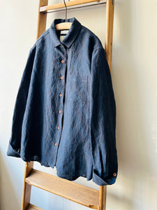 Irish Linen Shirt / Navy Stripe