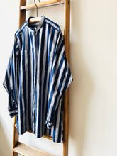 Band Collar Smock / Navy Stripe