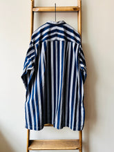 Band Collar Smock / Navy Stripe