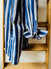 Band Collar Smock / Navy Stripe