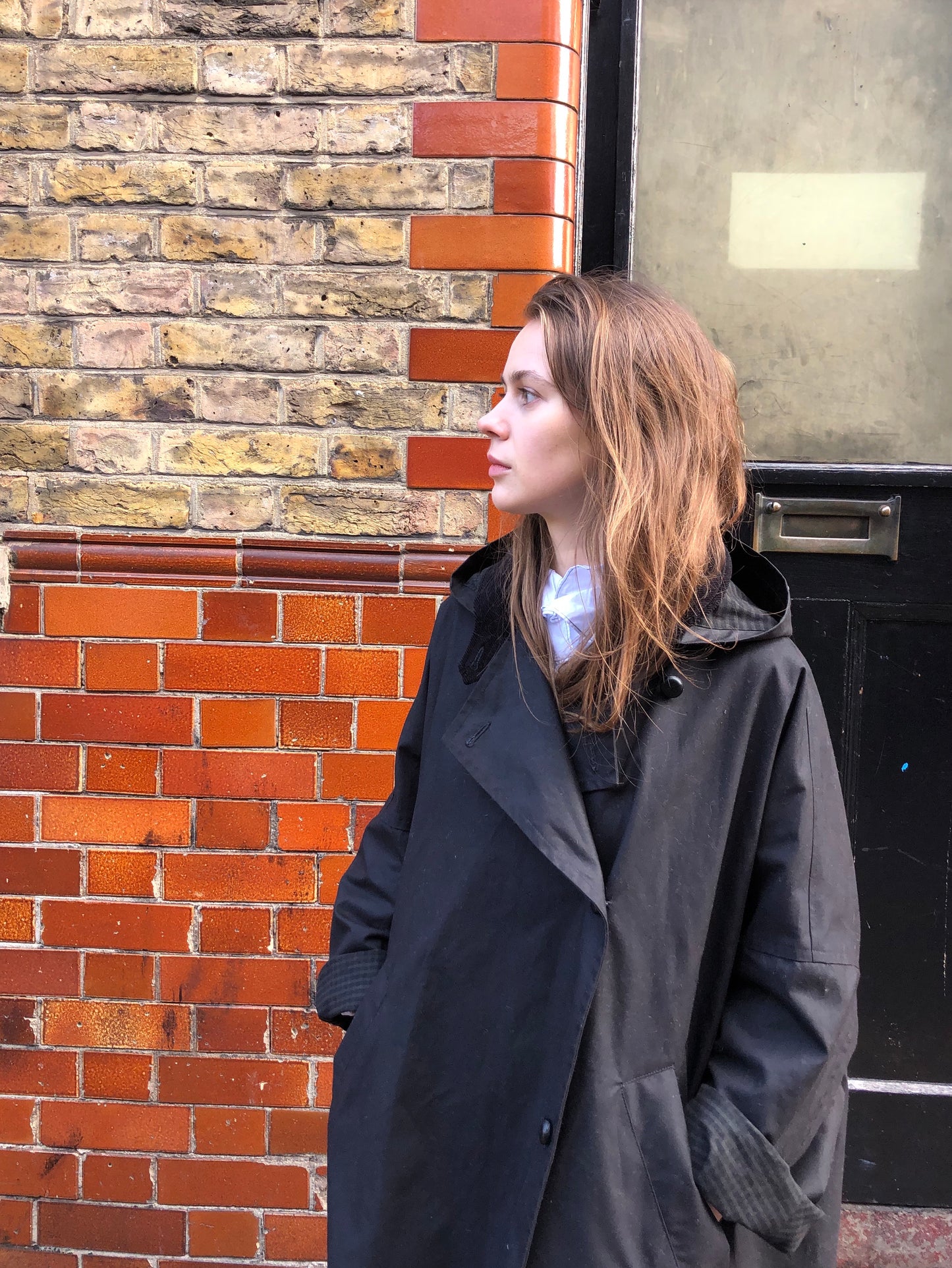 Wax Cotton Poncho Rain Coat / Black