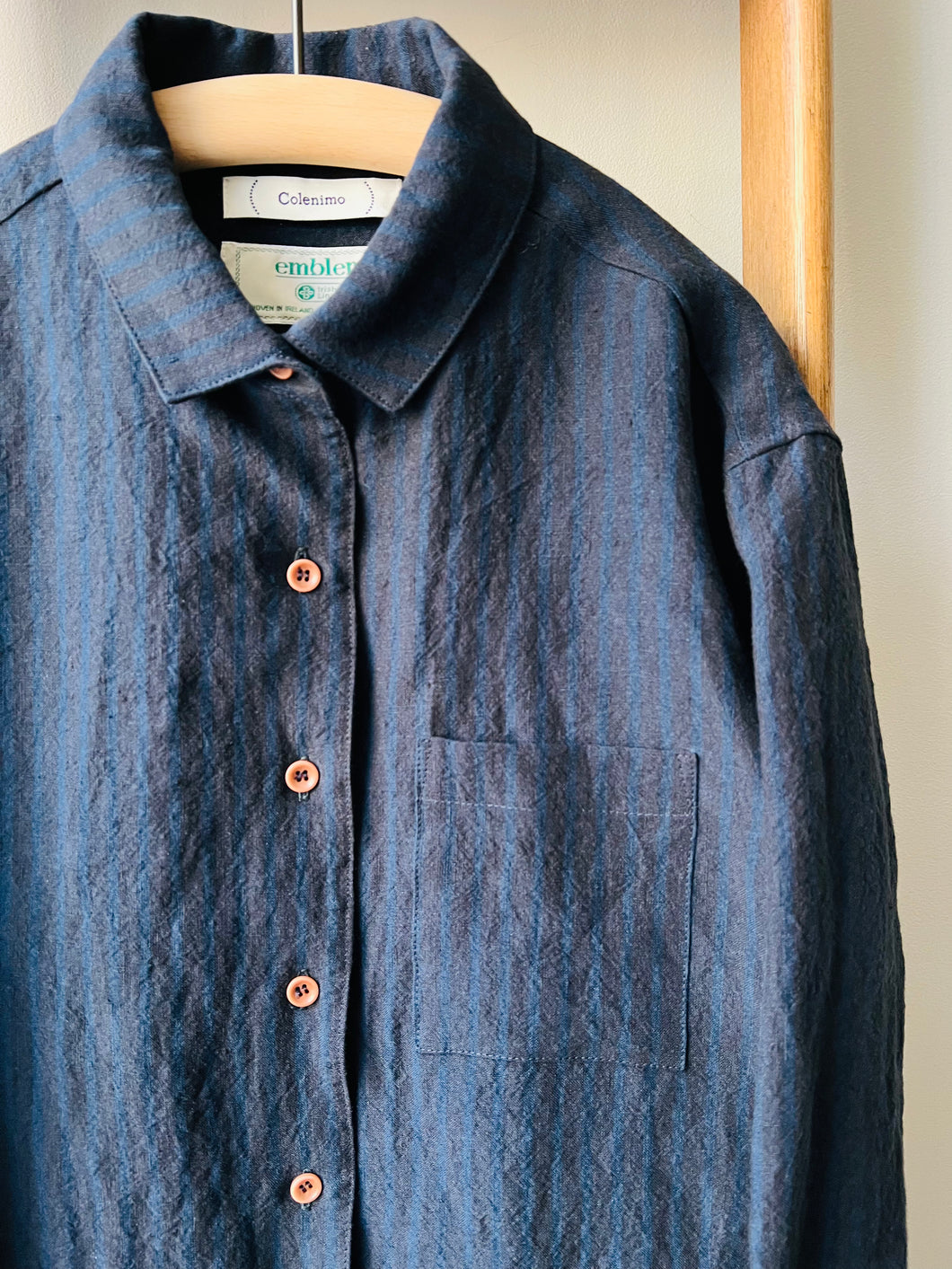 Irish Linen Shirt / Navy Stripe