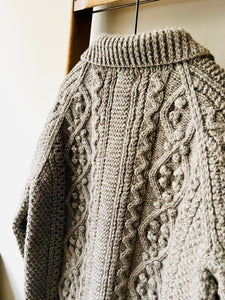 Cable Aran Cardigan / Light Brown