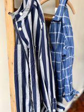 Band Collar Smock / Navy Stripe