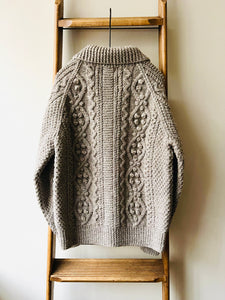 Cable Aran Cardigan / Light Brown