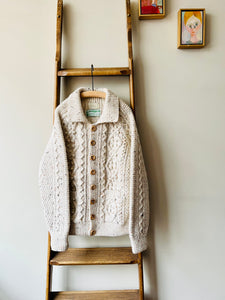 Cable Aran Cardigan / Ecru Nep